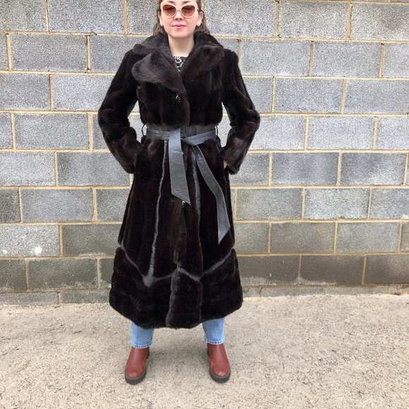Stunning 1970s Vitnage Faux Fur Princess Trench Coat - Size Women's Small (S) - Picture 2 of 10